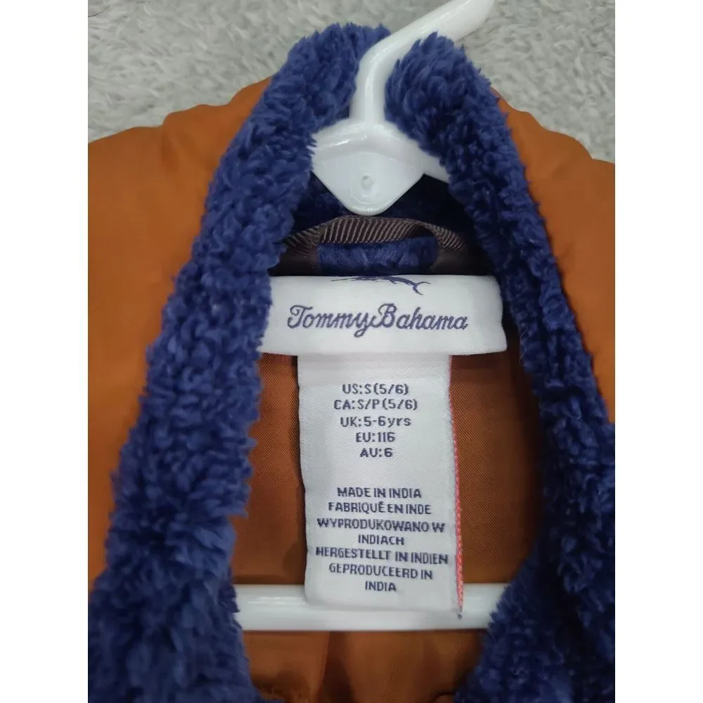 Tommy Bahama 2022 Kids Fleece‎ Faux Fur Jacket Boys Size 5-6 Blue